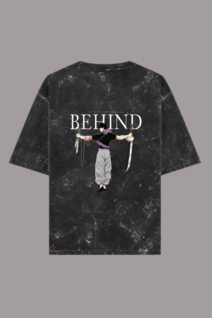 “BEHIND” Acid washed Oversized T-Shirt